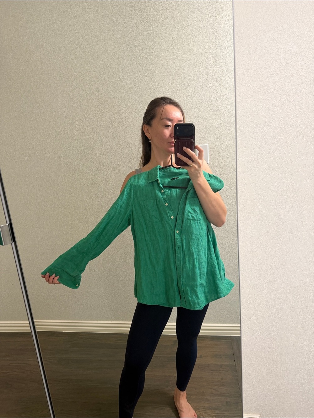 Talbots Emerald Green Linen Button-Down Blouse - Picture 6 of 6